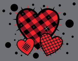 Plaid Spiked Hearts Pattern Design vector