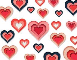 Paper Layers of Red Hearts vector