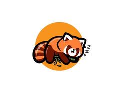 Red panda sleep on bamboo vector