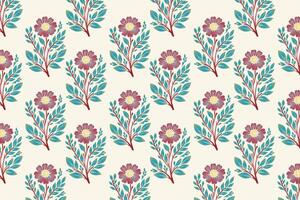 seamless floral pattern with detailed blossoms, flowing stems, and botanical elements perfect for fabric, wallpaper, wrapping paper, and nature-themed prints vector