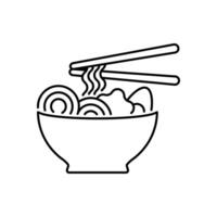 Ramen bowl icon line vector