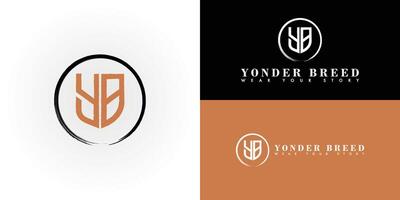 The stylish and contemporary logo design features the initials Y and B elegantly intertwined within a shield-shaped emblem. The shield makes it ideal for high-end fashion and apparel brands' logo vector