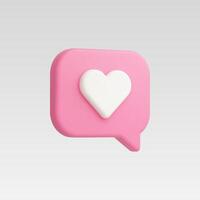 3d Realistic Pink Like icon or Message Heart illustration vector