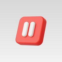 3d Realistic Red Pause Icon illustration vector