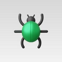 3d Realistic Green Bug Icon illustration vector