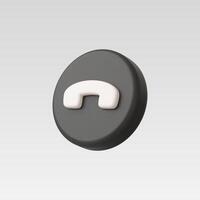 3d Realistic Black End Call icon illustration vector