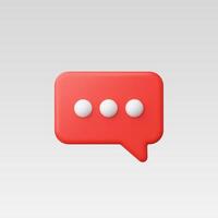 3d Realistic Red Chat or Message Icon illustration vector