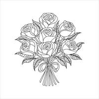 Beautiful Roses Coloring Book, Roses Coloring page, Roses line art, Outline flowers vector