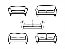 Black and White Sofa and Armchair Silhouette Illustrations vector