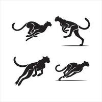 Clean Black Cheetah Silhouettes Modern Simplicity vector