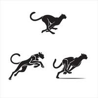Cheetah Silhouettes Clean and Simple Designs in Black vector