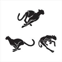 Elegant Cheetah Silhouettes in Black on White vector