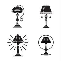 Fully Editable Table Lamp Icon Set Silhouettes vector