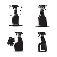 Fully Editable Spray Bottles and Sponges Icon Set vector