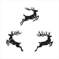 Deer in Various Poses Silhouettes Simple Clean Black Design vector