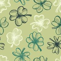 Seamless Pattern of Clover Leaves. Hand drawn botanical design vector