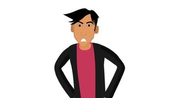 Someone is upset with his 2d animated expression with right and left movements video