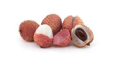 Fresh Lychee Fruit on White Background photo
