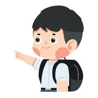 Kid boy student pointing with a finger vector