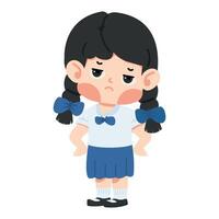 Kid girl student with a bored expression vector