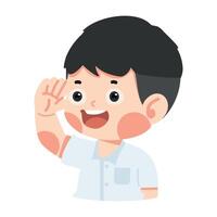 Kid boy saluting in student uniform vector