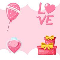 Flat illustration element set valentines day icon vector