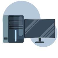 Flat illustration modern computer design, personal computer, pc desktop vector