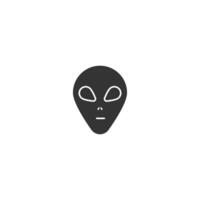 Cute Alien Icon with Silhouette Face and Black Eyes on White Background vector