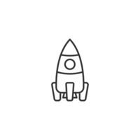 Outline Cartoon Rocket Ship Isolated on White Background vector