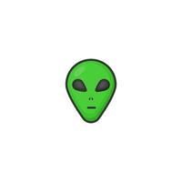 Cute Alien Icon with Green Face and Black Eyes on White Background vector