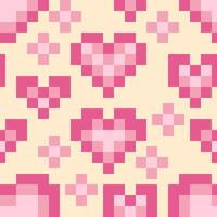 Simple pixel heart seamless pattern. Perfect print for wrapping, packaging, textile, greeting card. Valentines day illustration. vector