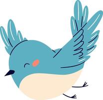 Cute bird on white background. Flat illustration in simple child style vector