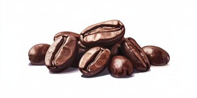 Freshly roasted coffee beans are stacked invitingly, ready for brewing morning coffee or espresso drinks photo