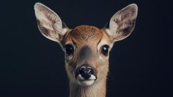 Gentle-eyed deer captured in soft studio lighting photo