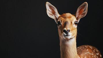 Deer with soft eyes in dark setting captured closely photo