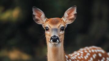 Captivating image of a fawn with a watchful gaze. photo