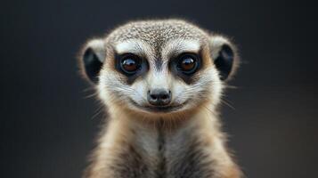 Meerkat facing camera with a curious expression photo