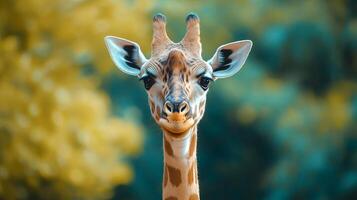 Graceful giraffe in a colorful natural habitat shot photo