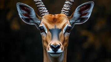 Graceful antelope with striking antlers in focus photo