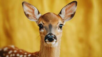 Sweet fawn with large ears and gentle expression. photo