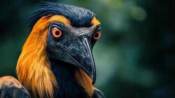 Vivid bird portrait with striking orange and black photo