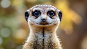 Meerkat stands alert with bright inquisitive eyes. photo
