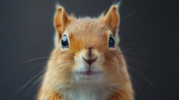 Cute chipmunk in a playful pose with fluffy tail photo