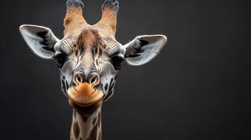 Curious giraffe with distinct patterns in profile photo