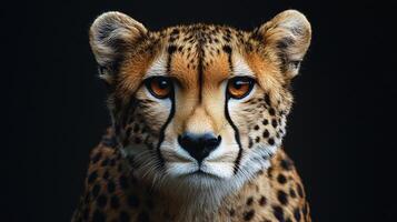 Cheetah's intense face with spotted fur background photo