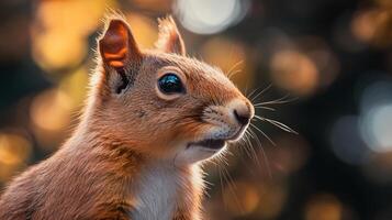 Close-up of a squirrel with a bokeh background effect photo