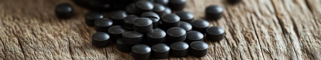 Natural health supplements on wooden surface for wellness enthusiasts photo
