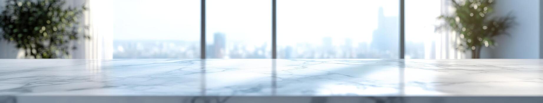 Modern office interior with a city view and natural light in the background photo