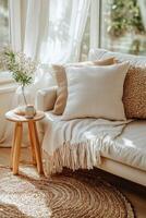 Cozy living room with natural light and comfortable decor for relaxation photo