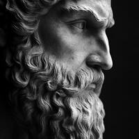 Close-up of a marble bust showcasing intricate facial features photo